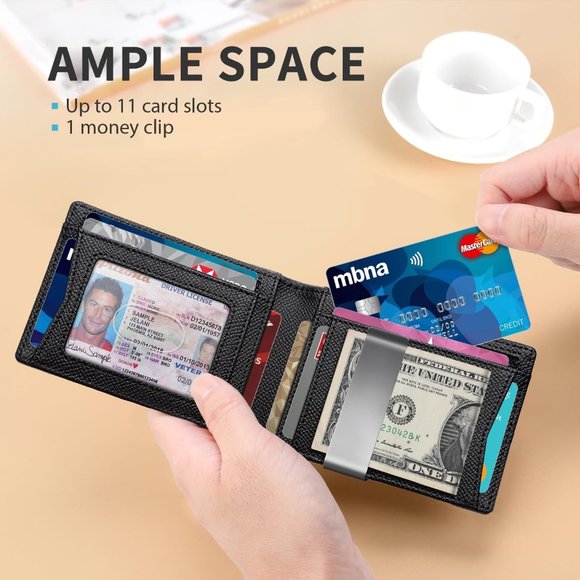 Men Credit Card Holder Thin Leather Wallet - Picture 2 of 6